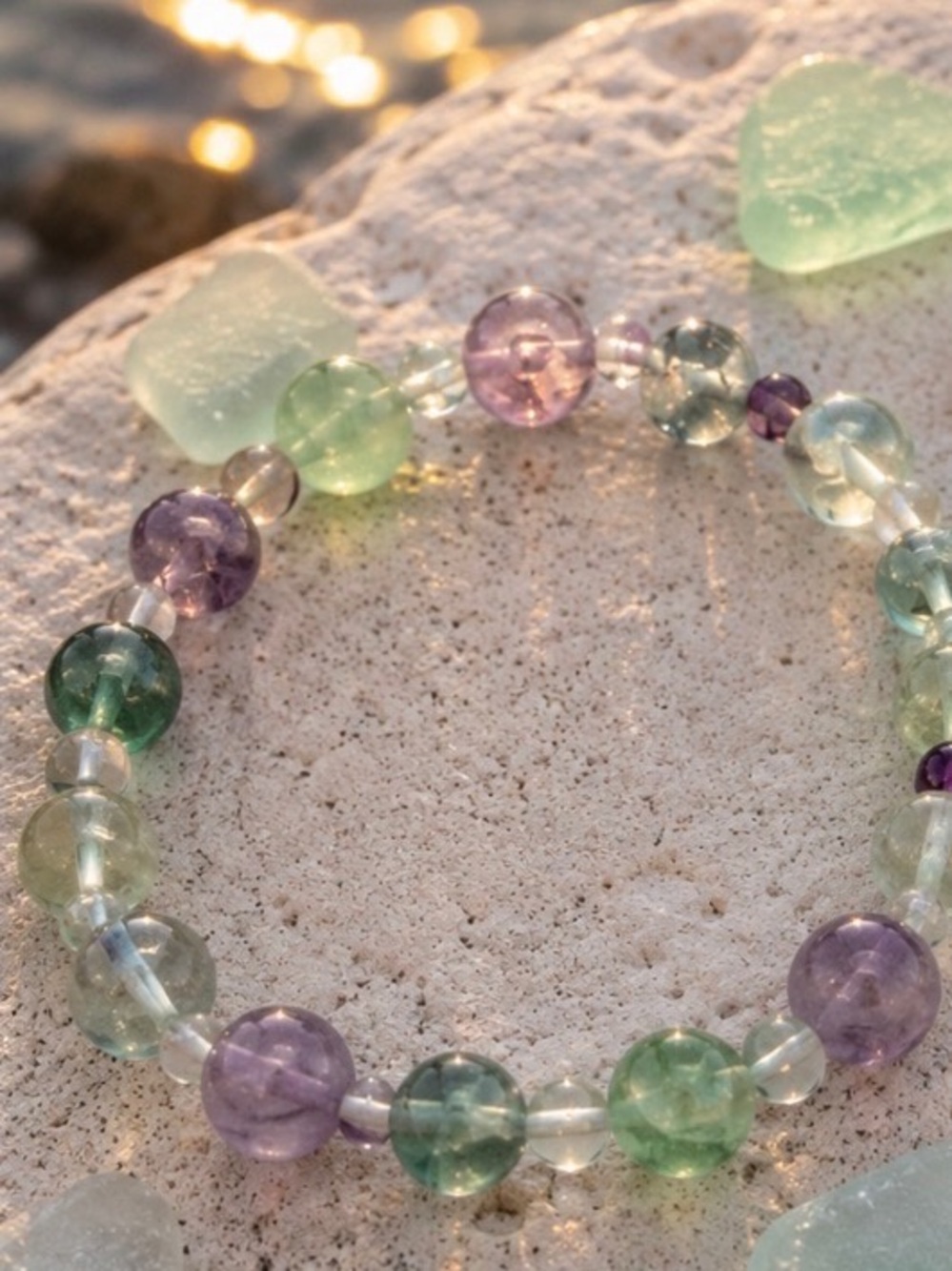 Fluorite Stone Beaded Bracelet - Women Jewelry